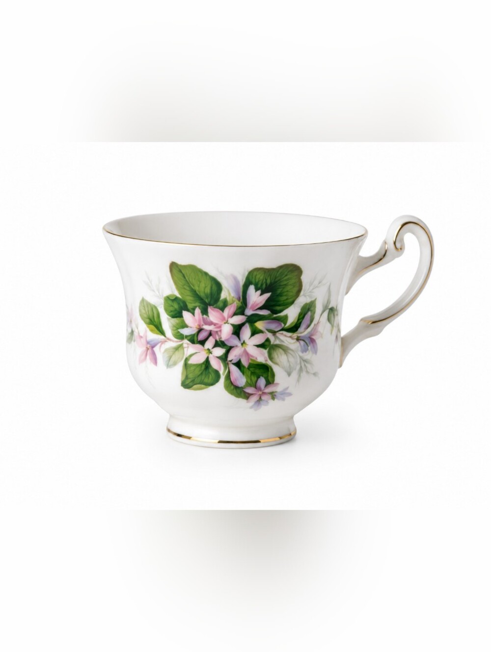 Royal Albert Mayflower Teacup Pink Floral Gold Trim Fine Bone China England